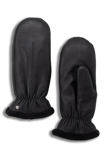 SUTTON LEATHER MITTENS - Black