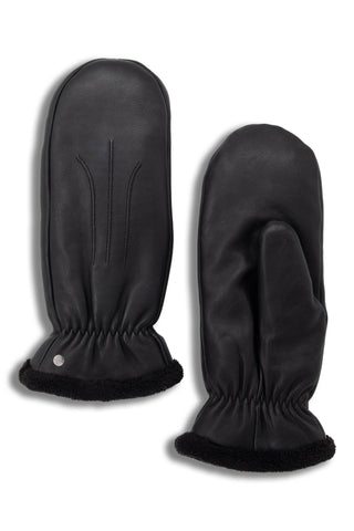 SUTTON LEATHER MITTENS - Black