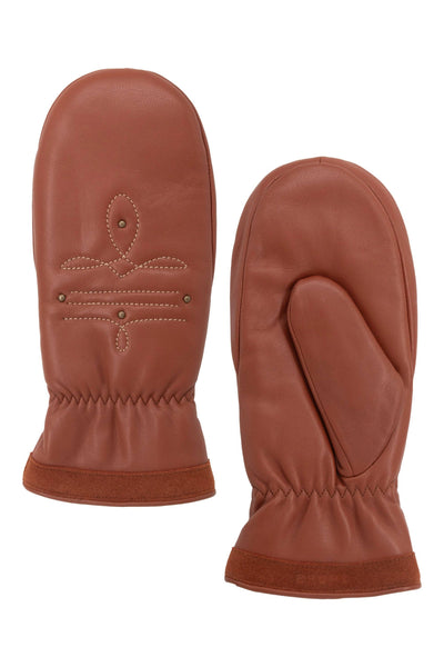 FLIN FLON LEATHER MITTENS - Camel