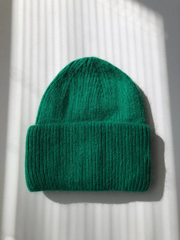 2024 ROYAL ANGORA WOOL BEANIE - crystal brights: Emerald green