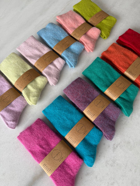 FLUFFY ANGORA SOCKS : Dark Mushroom