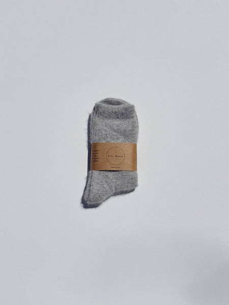 FLUFFY ANGORA SOCKS - NEUTRAL: Mushroom / Women’s 7.5 - 11.5, Men’s 6.5 - 10.5