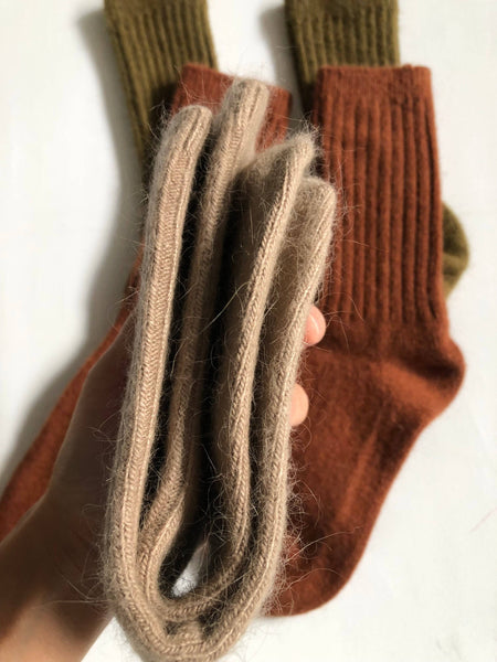 ROYAL ANGORA WOOL SOCKS : Maple