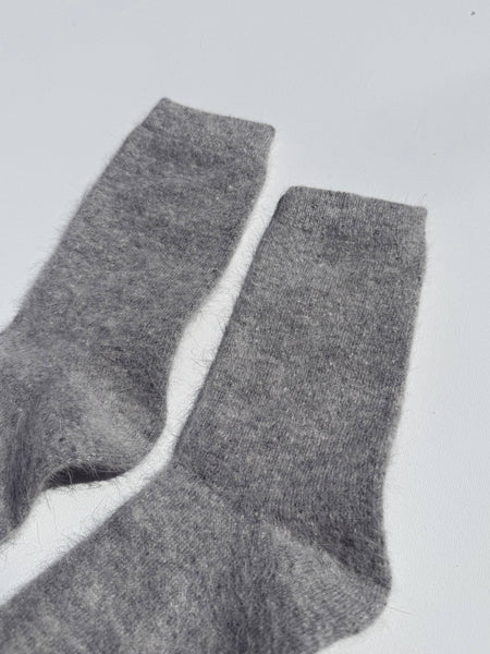 FLUFFY ANGORA SOCKS - NEUTRAL: Mushroom / Women’s 7.5 - 11.5, Men’s 6.5 - 10.5