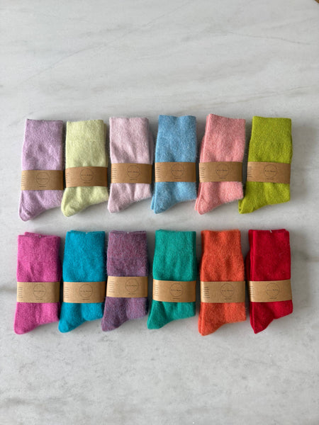 FLUFFY ANGORA SOCKS : Dark Mushroom