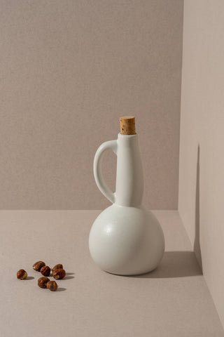 Handmade Stoneware Olive Oil Dispenser | Dadasi 15 oz: Matte White