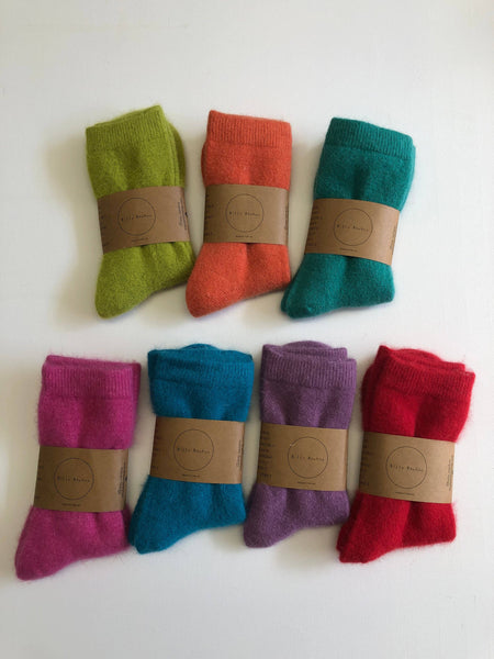 FLUFFY ANGORA SOCKS - CRYSTALS: Turquoise / One size ( M )