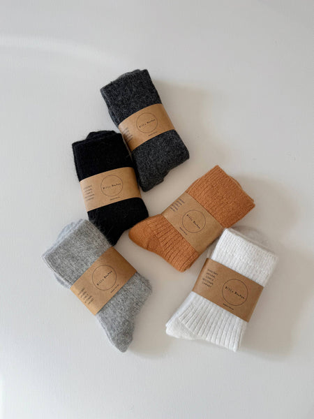 ANGORA WOOL SOCKS - neutral: White
