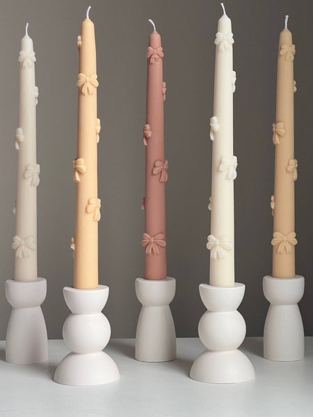 Ribbon Taper Candle: Nude