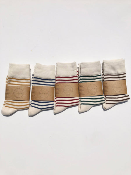 COLOR STRIPE SOCKS: Burgundy
