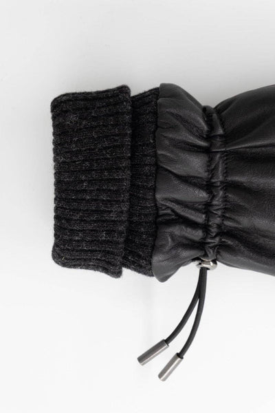 LAKE LOUISE LEATHER MITTENS - Black