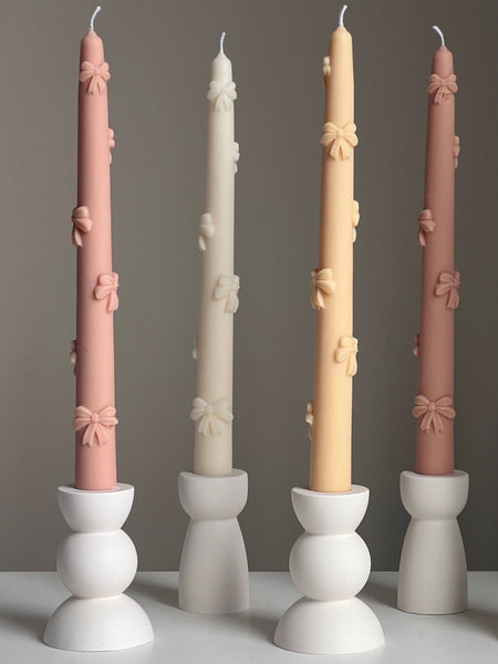 Ribbon Taper Candle: Nude