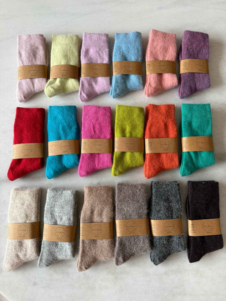 FLUFFY ANGORA SOCKS : Dark Mushroom