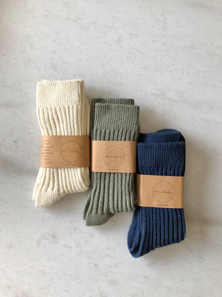 RIBBED COTTON HIGH SOCKS - neutral: White / Restock ( December 6th )