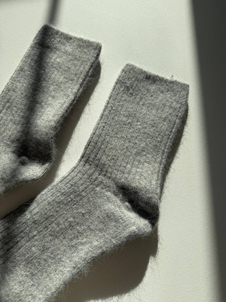ANGORA WOOL SOCKS - neutral: Light gray