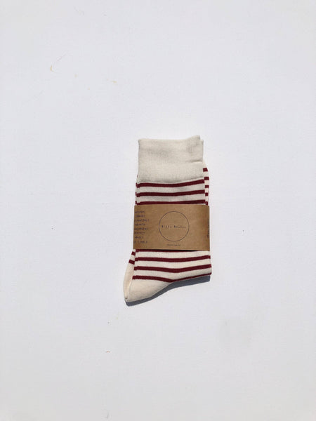 COLOR STRIPE SOCKS: Burgundy