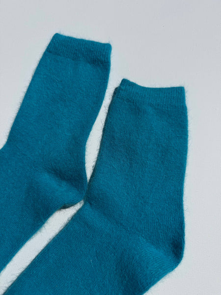 FLUFFY ANGORA SOCKS - CRYSTALS: Violet Jade