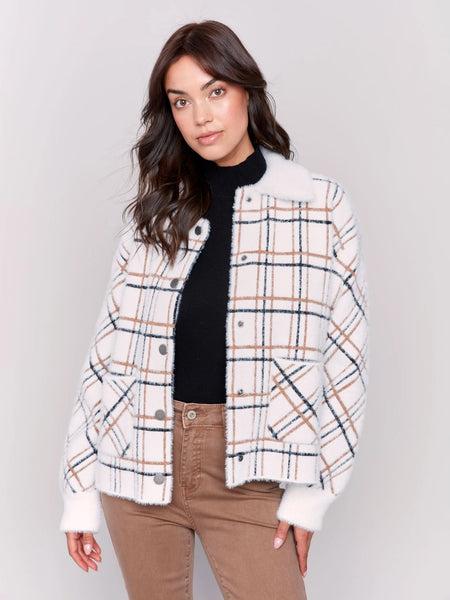 PLAID KNIT JACKET