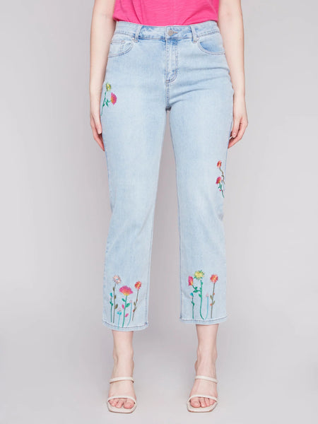 FLORAL EMBROIDERED JEANS