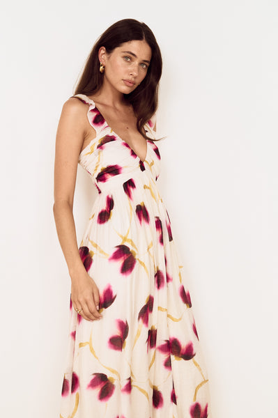Emery Ruffled Bias Maxi Dress