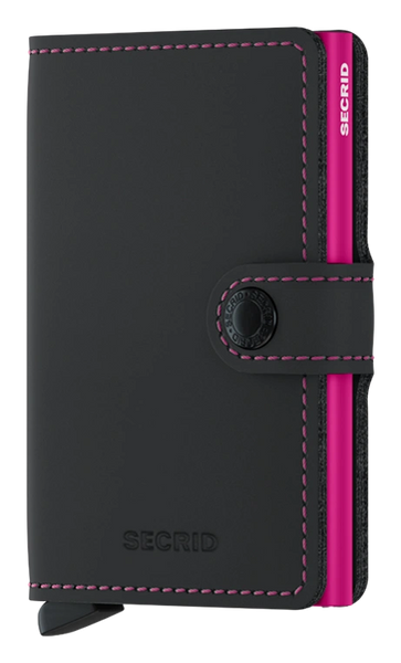 MINIWALLET MATTE BLACK WITH FUSCIA