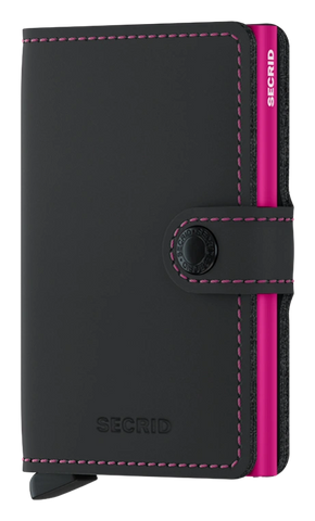 MINIWALLET MATTE BLACK WITH FUSCIA