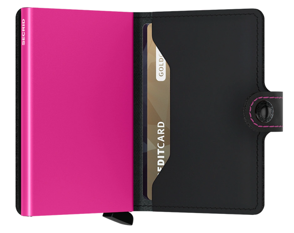 MINIWALLET MATTE BLACK WITH FUSCIA