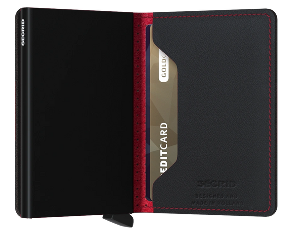 SLIMWALLET PERFORATED BLACK RED