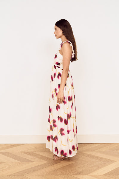 Emery Ruffled Bias Maxi Dress