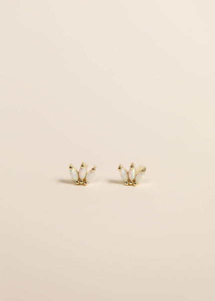 Opal Crown Stud - White