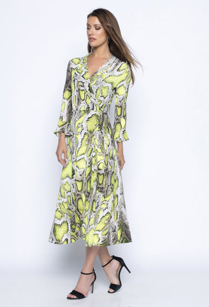 FRANK LYMAN SNAKE PRINTED WRAP DRESS