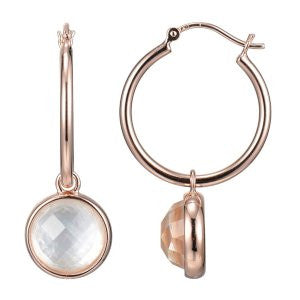 Reign White Crystal and Mother of Pearl Hoops - Nica's Clothing & Accessories