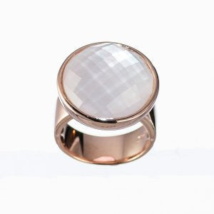 Reign White Crystal and Mother of Pearl Ring - Nica's Clothing & Accessories
