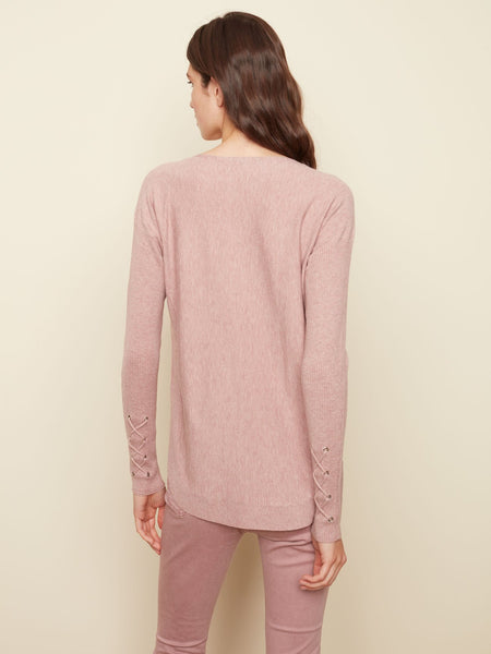 CUFF LACE-UP DETAIL SWEATER