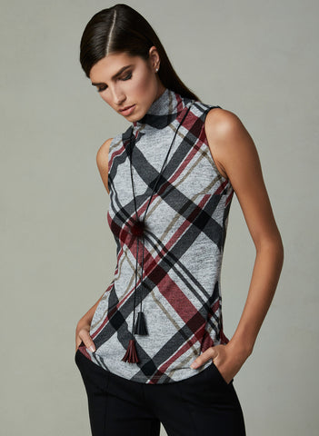 SLEEVELESS MOCK NECK TOP