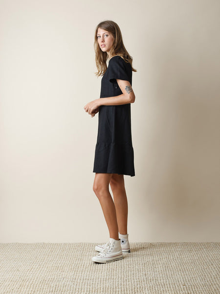 FLOUNCED LINEN DRESS