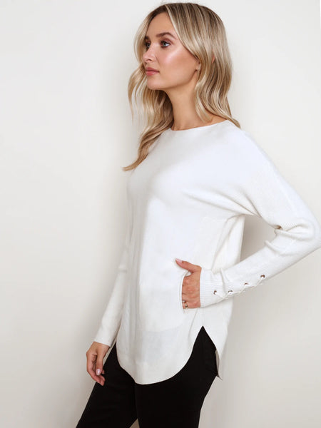 LACE-UP CUFF DETAIL SWEATER