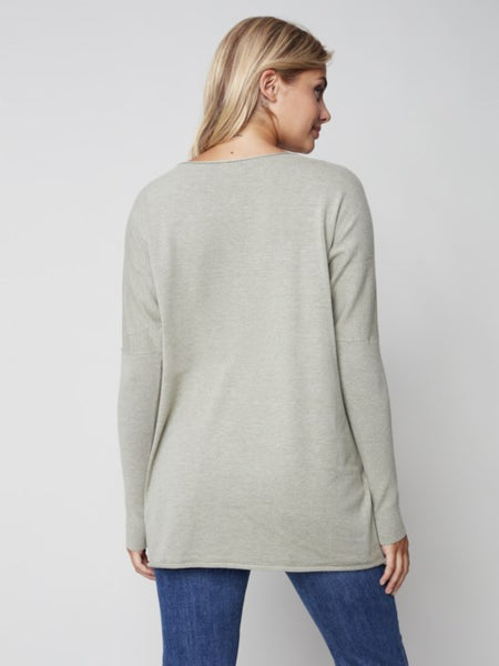 PLUSH KNIT SWEATER WITH OVERLAP DETAIL