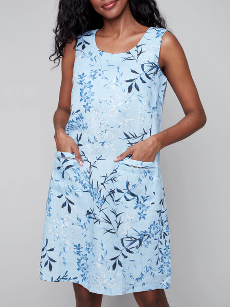 PRINTED LINEN DRESS