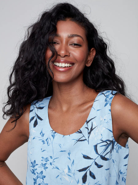 PRINTED LINEN DRESS