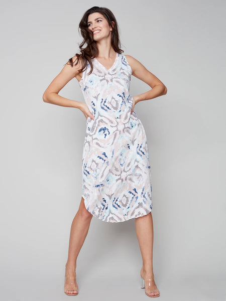PRINTED COTTON SLUB DRESS