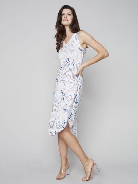 PRINTED COTTON SLUB DRESS