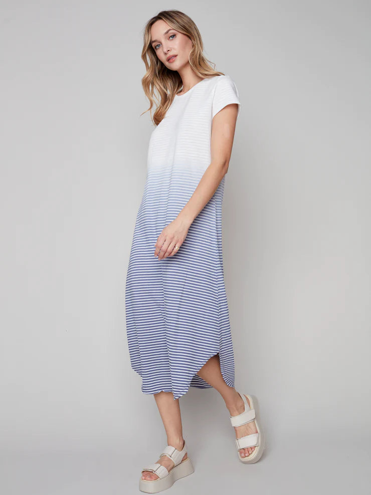OMBRE COTTON SLUB DRESS