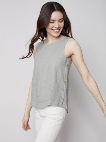 LINEN TOP WITH SIDE BUTTONS