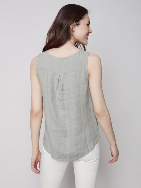 LINEN TOP WITH SIDE BUTTONS