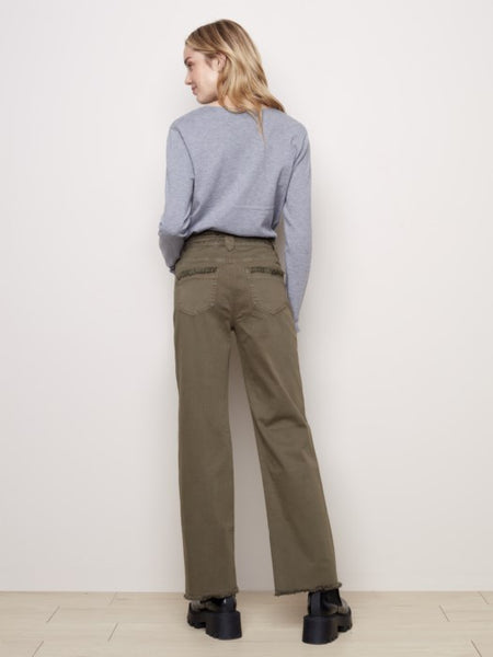 WIDE LEG TWILL PANTS