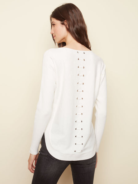 BACK LACE-UP DETAIL SWEATER