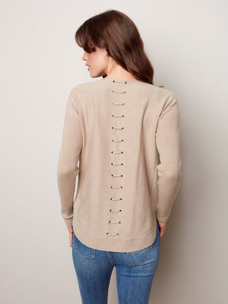 BACK LACE-UP DETAIL SWEATER