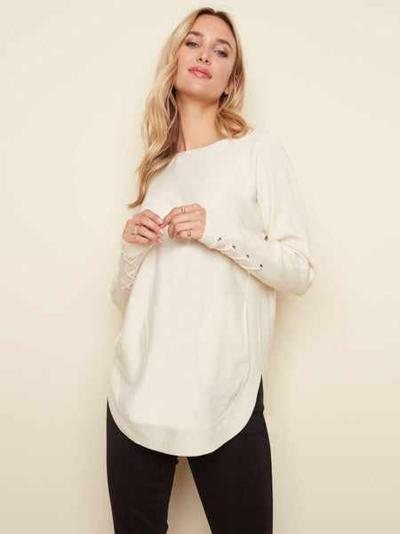 CUFF LACE-UP DETAIL SWEATER