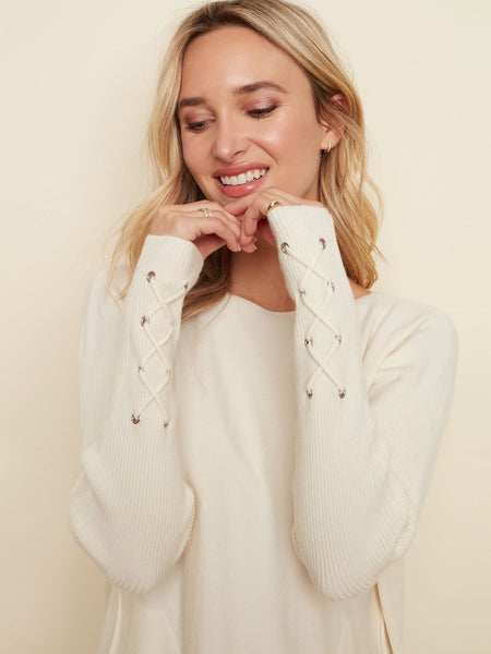 CUFF LACE-UP DETAIL SWEATER